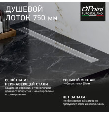 Душевой лоток PAINI Line 750 мм D40, глянец